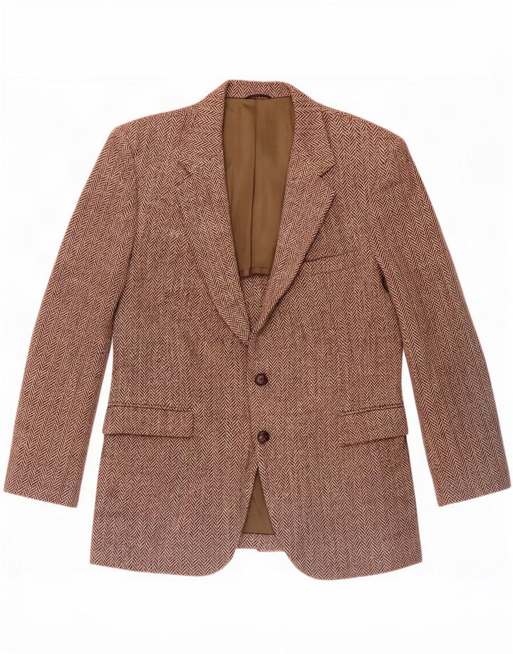 Harris Tweed Chaqueta tipo blazer de 2 botones para hombre Reino Unido 44 Lana de espiga marrón grande