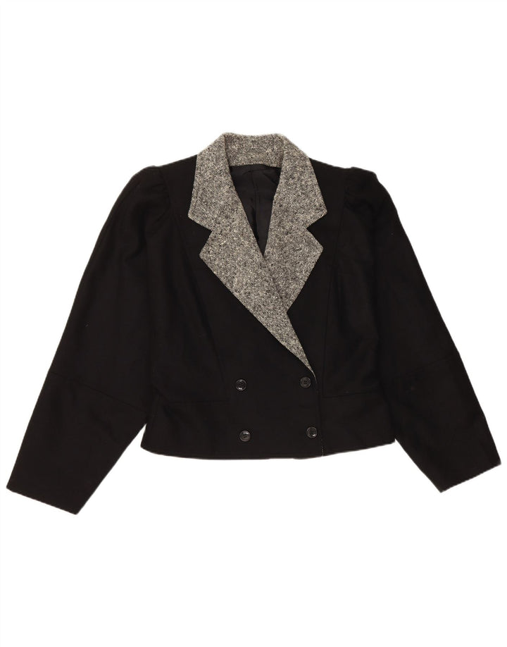 Vintage mujer crop blazer chaqueta IT 44 Medium Black Colourblock