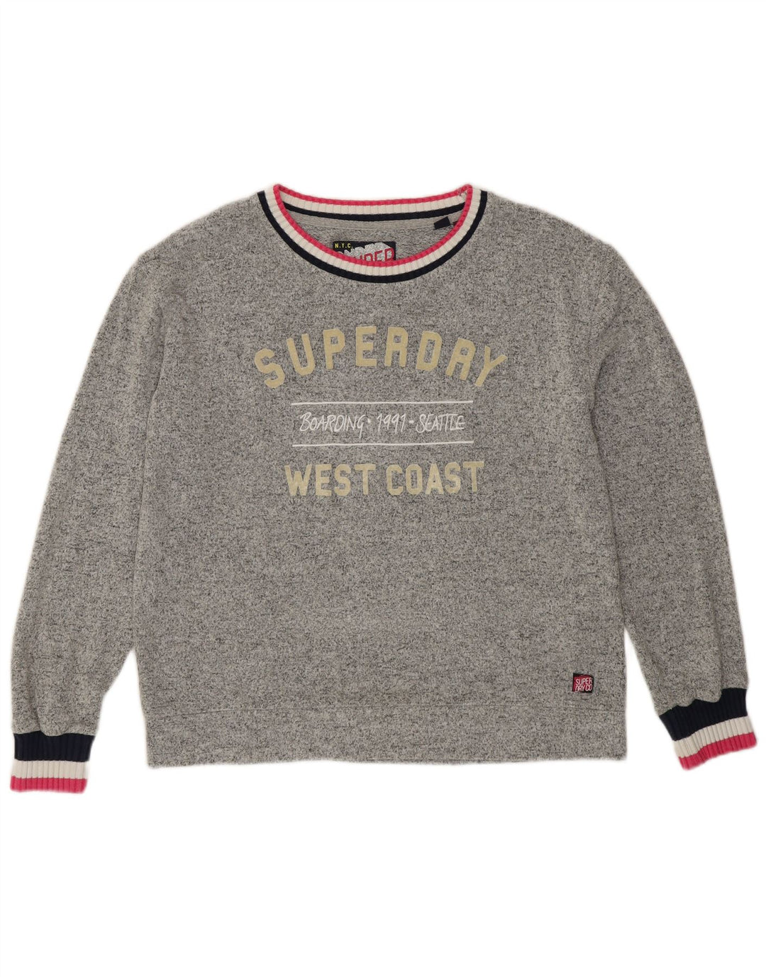 SUPERDRY Sudadera gráfica para mujer Jumper UK 42 Viscosa gris medio
