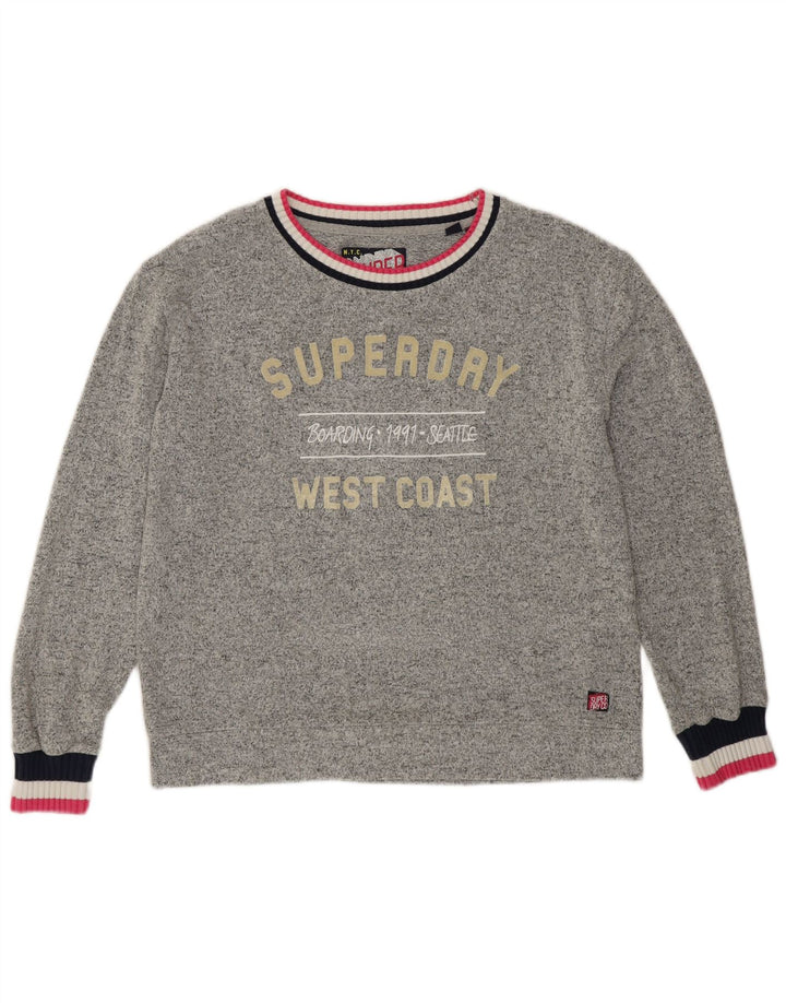 SUPERDRY Sudadera gráfica para mujer Jumper UK 42 Viscosa gris medio