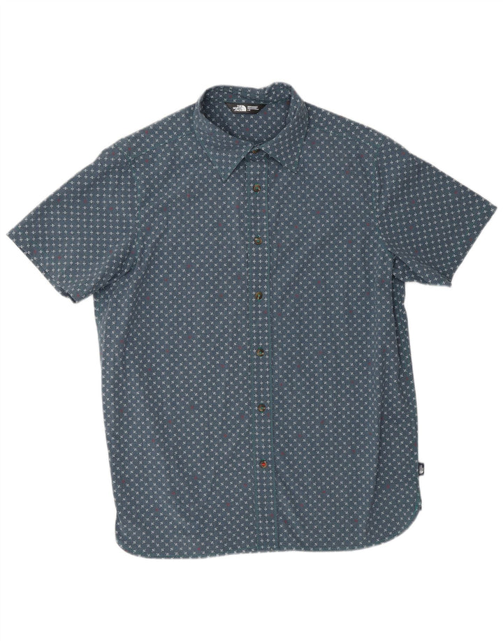 THE NORTH FACE Camisa de manga corta para hombre Poliéster geométrico azul grande