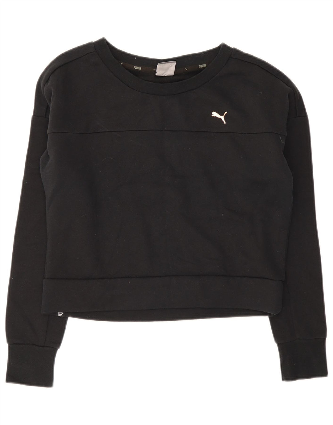 Puma Mujer Crop Sudadera Jumper UK 12 Mediano Negro Algodón