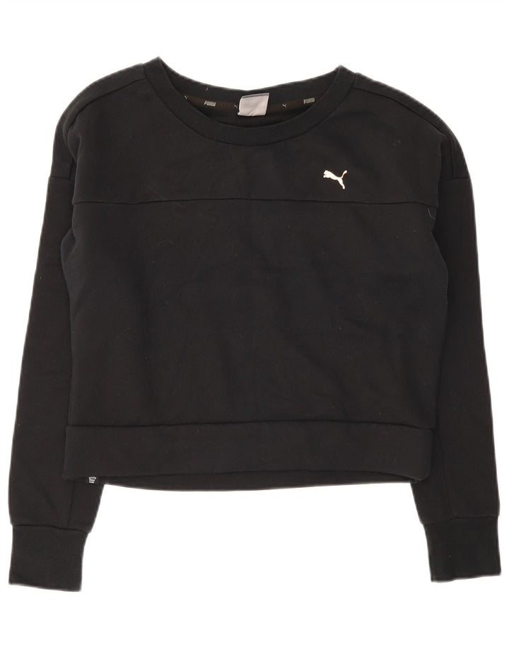 Puma Mujer Crop Sudadera Jumper UK 12 Mediano Negro Algodón