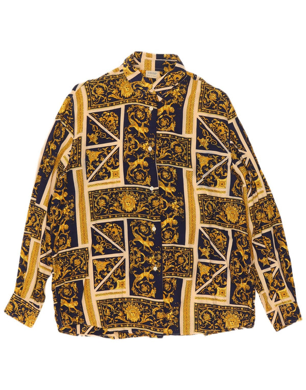 Benetton Blusa Holgada De Mujer UK 44 Viscosa Paisley Amarilla Mediana