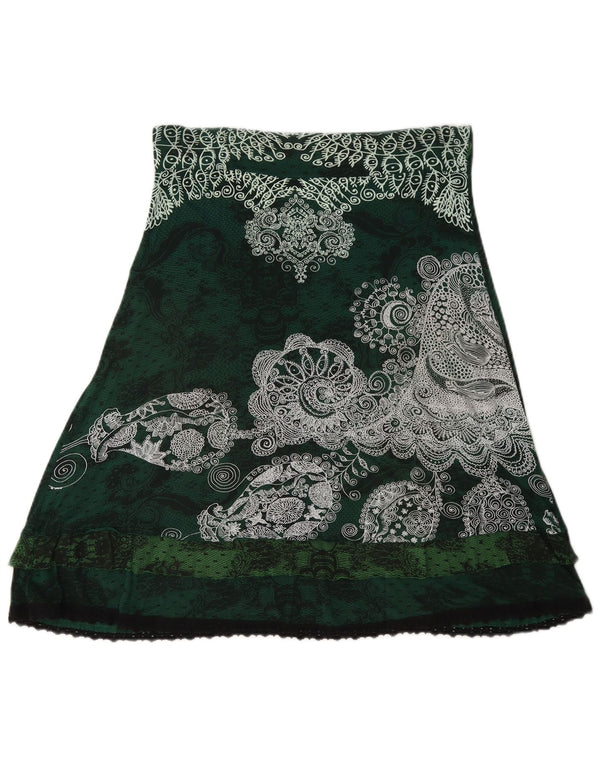 Desigual Mujer Falda Acampanada Gráfica Mediana W28 Viscosa Paisley Verde