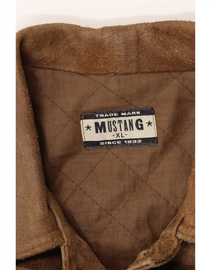 Mustang Chaqueta Bomber de Cuero para Hombre UK 42 XL Marrón