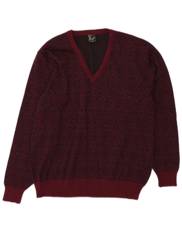 Mapier Jersey con Cuello en V para Hombre Lana Fair Isle Burdeos Medio