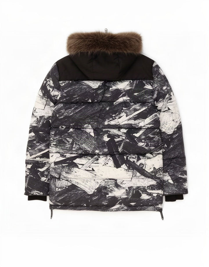 Superdry Chaqueta de esquí con capucha para hombre UK 42 XL Poliéster geométrico negro