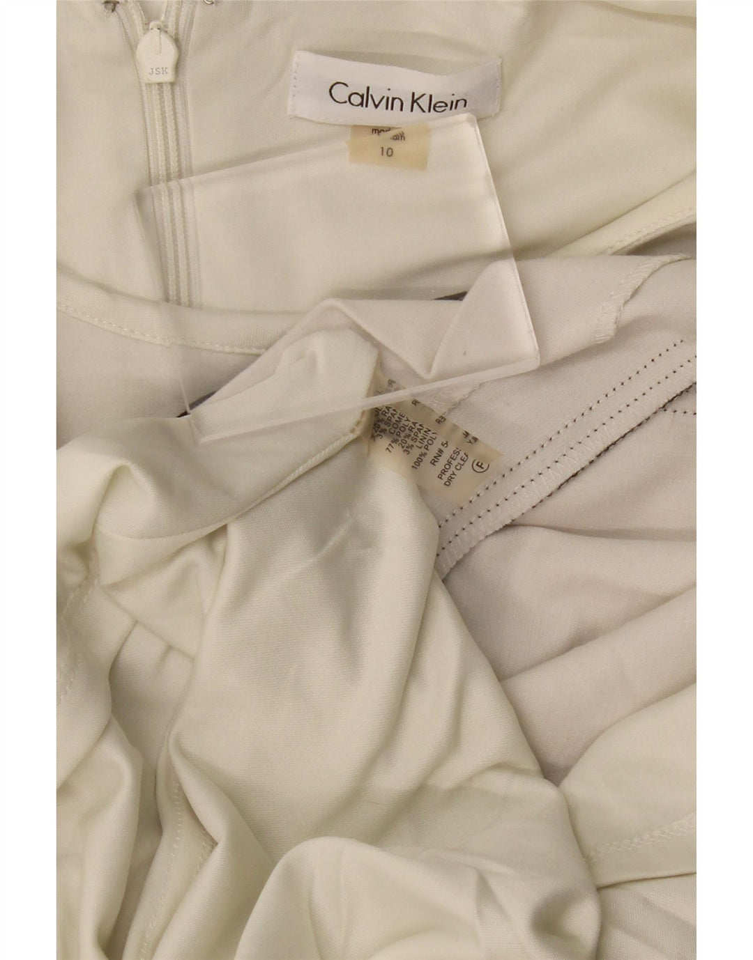 CALVIN KLEIN Vestido sin mangas para mujer, talla 10, color blanco, a rayas