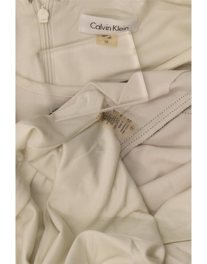 CALVIN KLEIN Vestido sin mangas para mujer, talla 10, color blanco, a rayas
