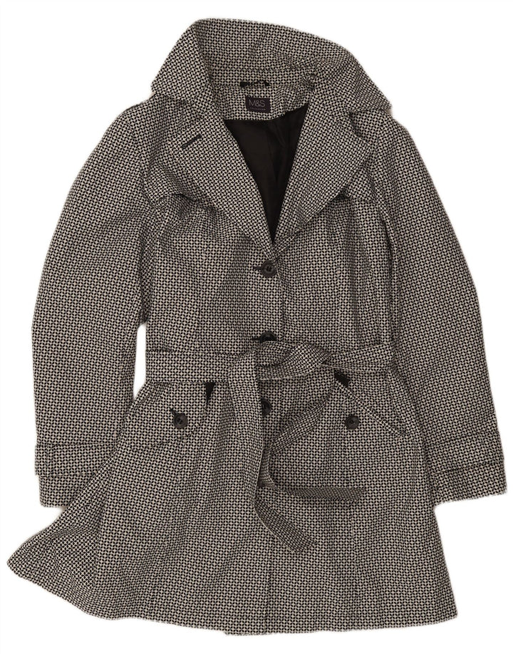 Marks & Spencer Gabardina para mujer UK 40 XL Poliéster geométrico negro