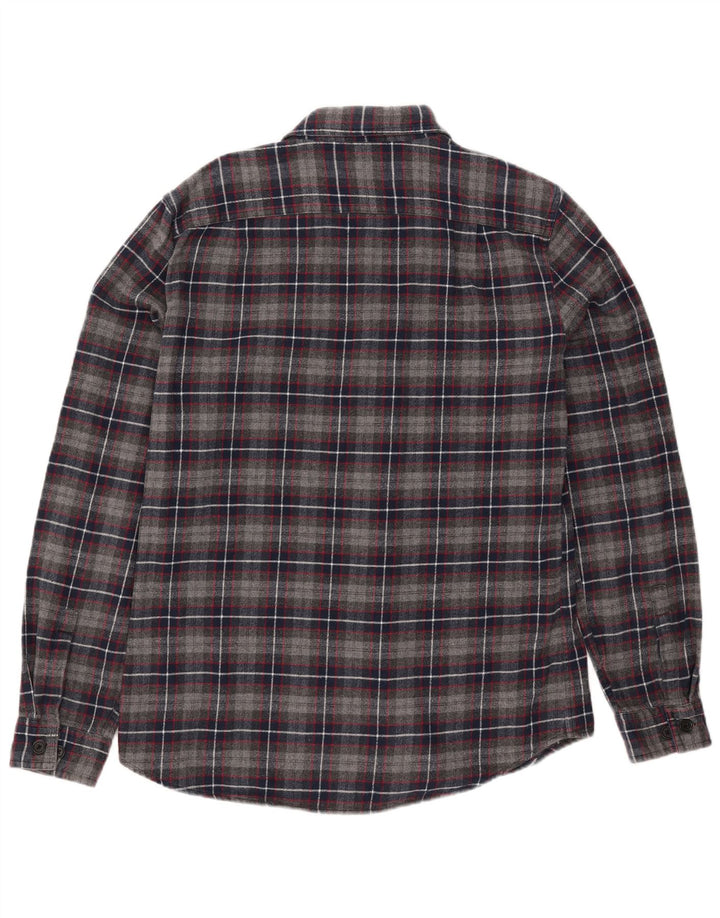 BENETTON Camisa De Franela Hombre A Cuadros Gris Medio