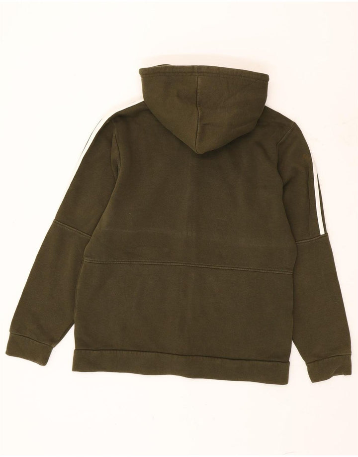 Adidas - Sudadera con capucha y cremallera para hombre, algodón caqui mediano
