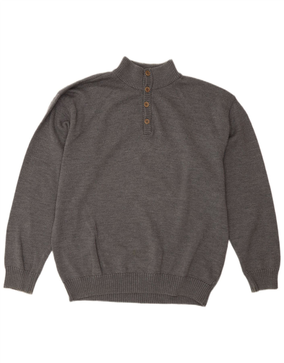Sea & Sky - Jersey para hombre con cuello y botones, lana gris grande