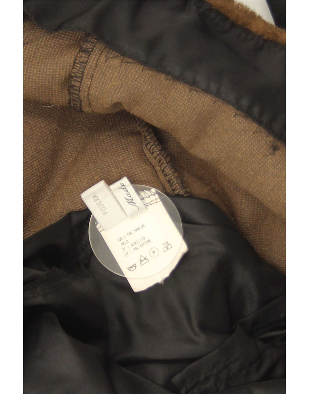 Vintage Mujer Sherpa Abrigo IT 42 Medio Negro Poliamida