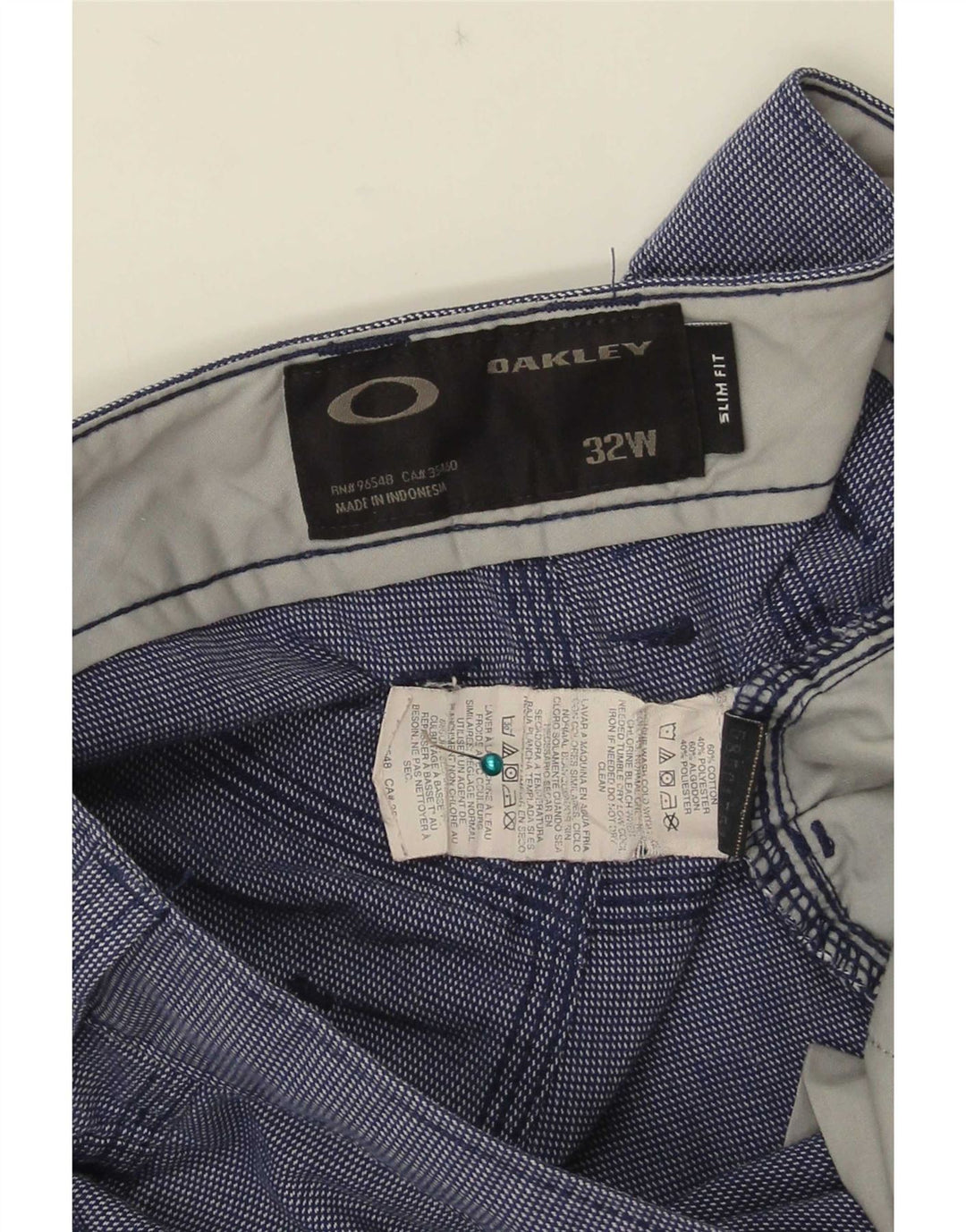 Oakley Pantalones cortos casuales para hombre W32 Algodón azul medio