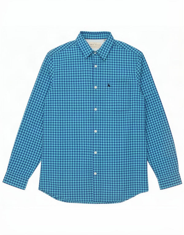 Jack Wills Mens Classic Fit Shirt Medium Blue Gingham Cotton