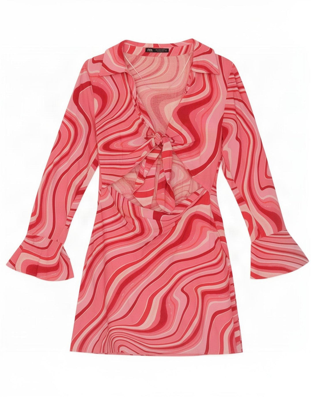 Zara Vestido tubo con estampado abstracto recortado para mujer UK 40 Rosa mediano