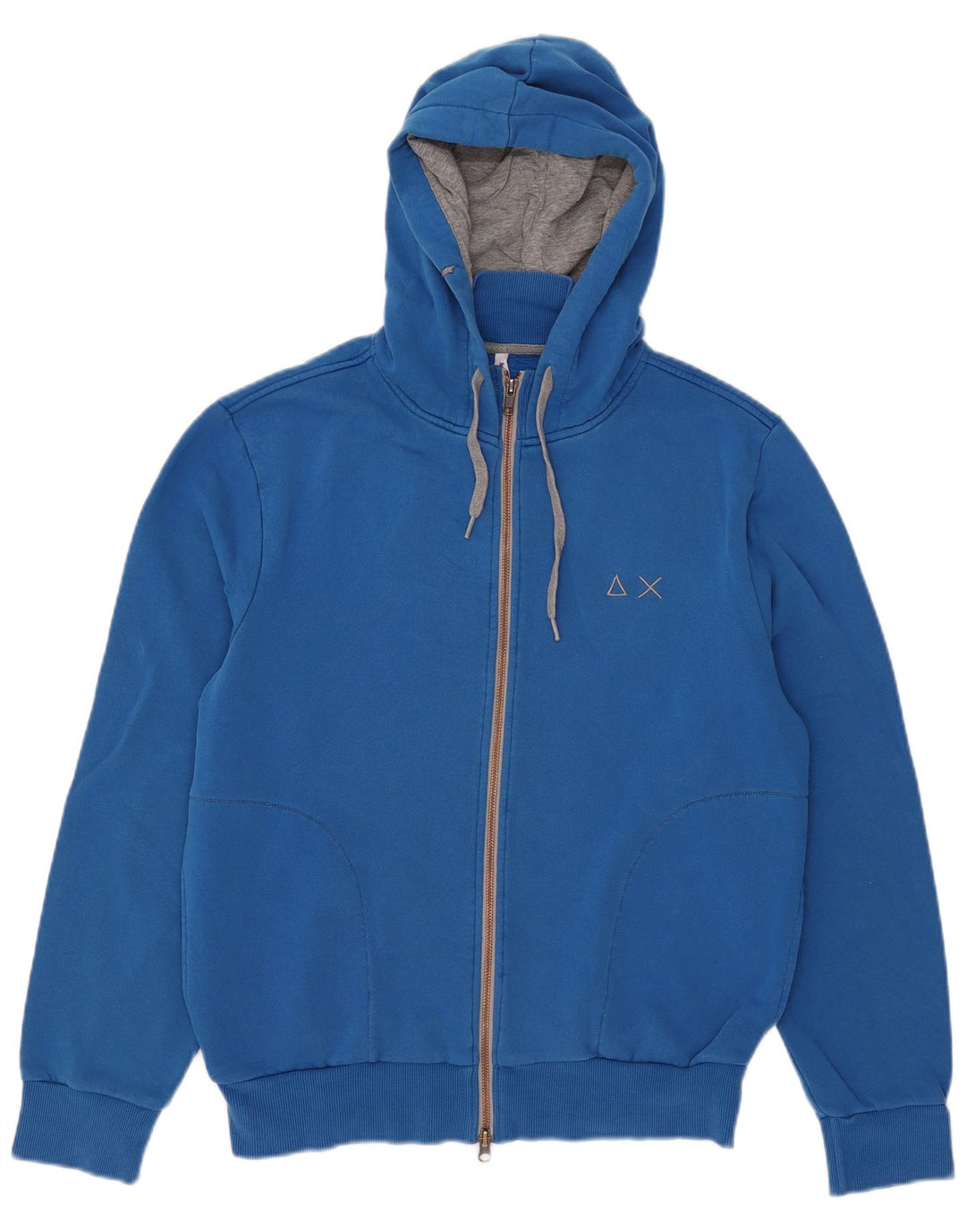 Sun68 Suéter con capucha y cremallera para hombre Algodón azul grande