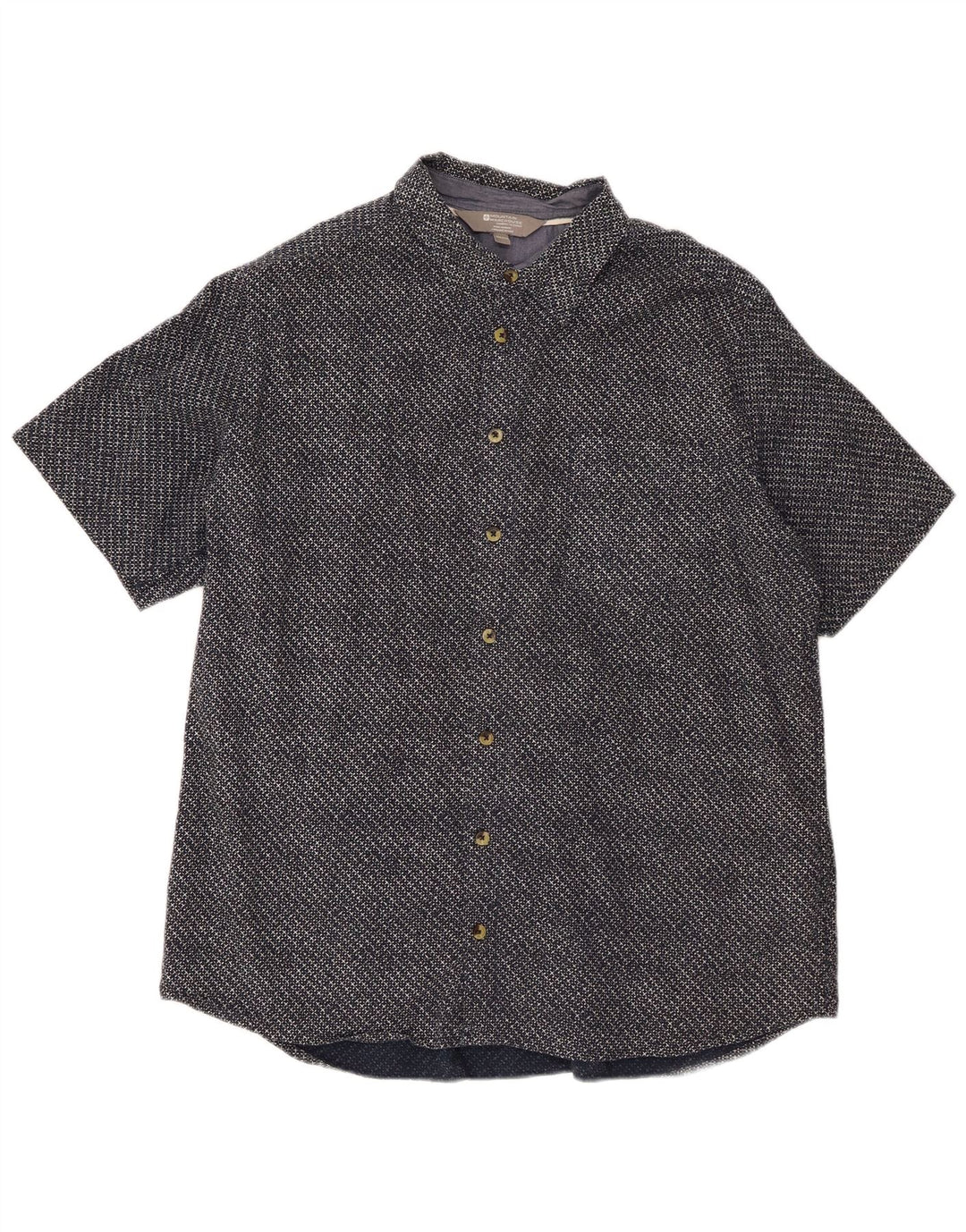 Mountain Warehouse Mens Short Sleeve Shirt 2XL Navy Blue Gingham Cotton