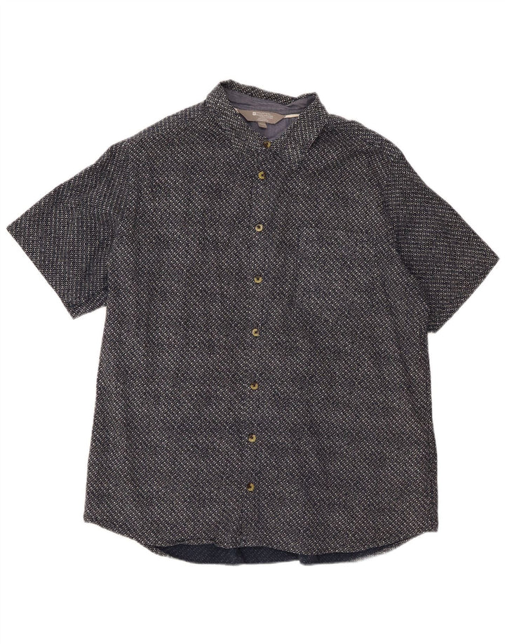Mountain Warehouse Mens Short Sleeve Shirt 2XL Navy Blue Gingham Cotton