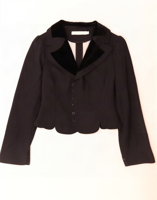 All Saints Chaqueta Blazer para Mujer UK 40 Mediana Lana Color Block Negra
