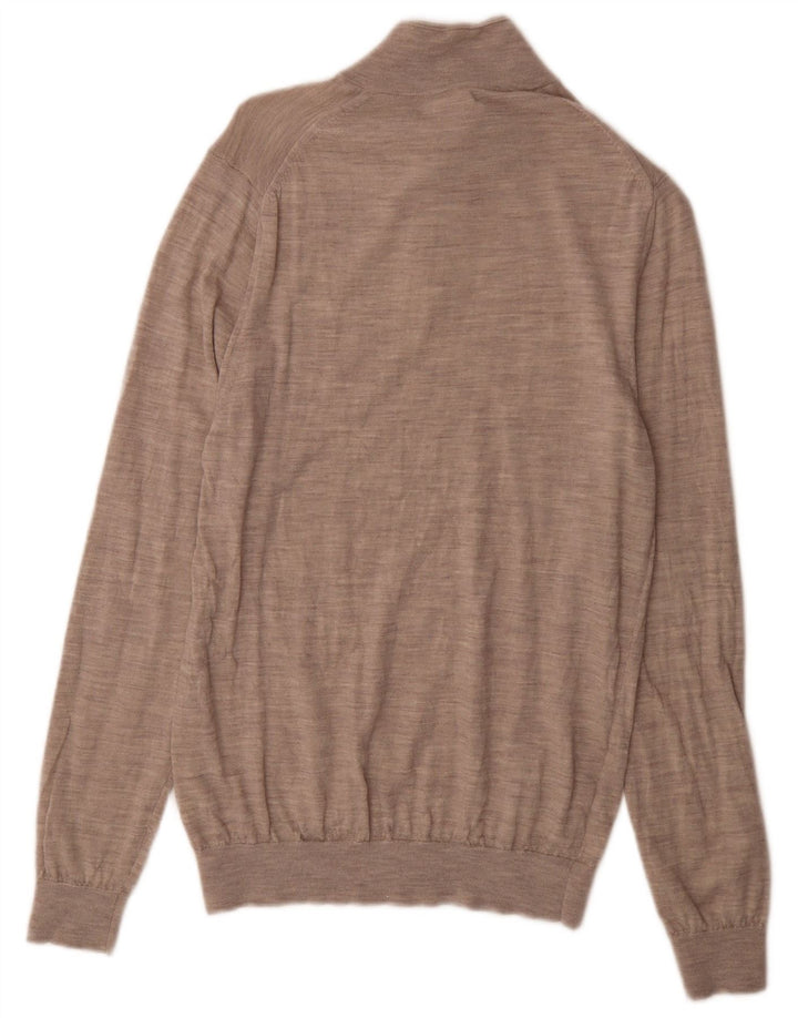 Jersey Reiss para hombre con cuello y cremallera de lana moteada gris grande
