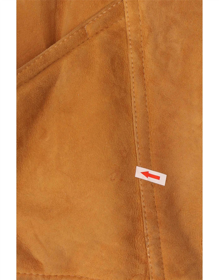 Vintage mujer chaqueta de piel de oveja de gran tamaño IT 42 Bloque de color marrón medio