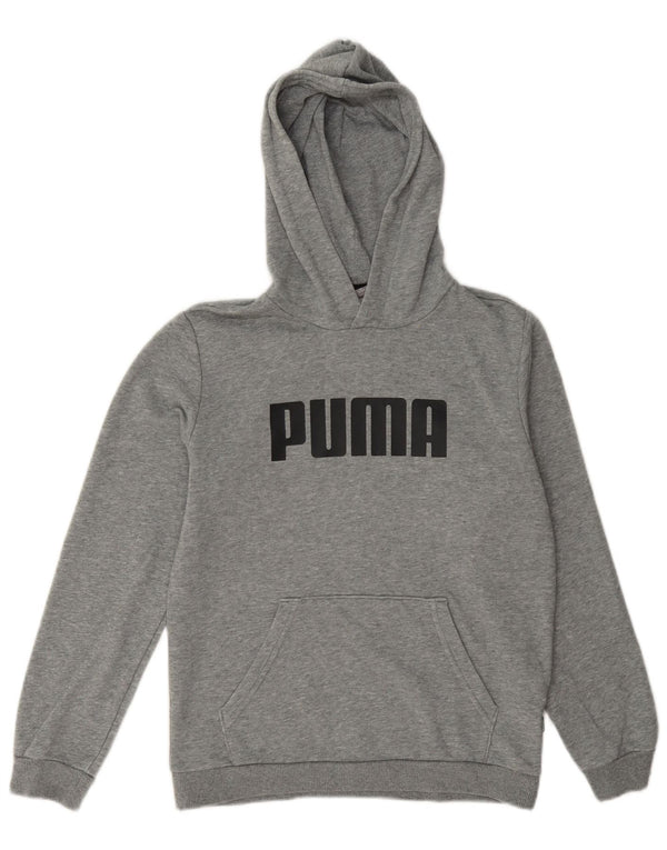 Puma Sudadera con capucha gráfica para niños 11-12 años Gris Algodón