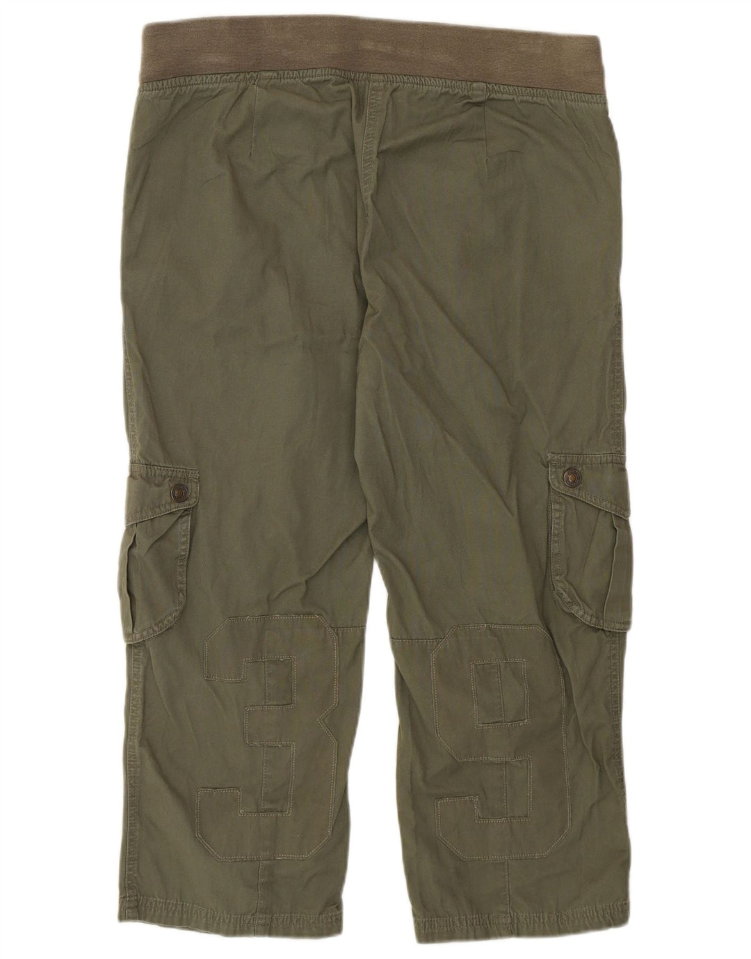 Benetton Pantalones Capri Cargo Gráficos Mujer W36 L22 Caqui