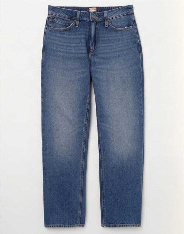Guess Vaqueros Rectos De Tiro Alto Para Mujer W28 L30 Algodón Azul