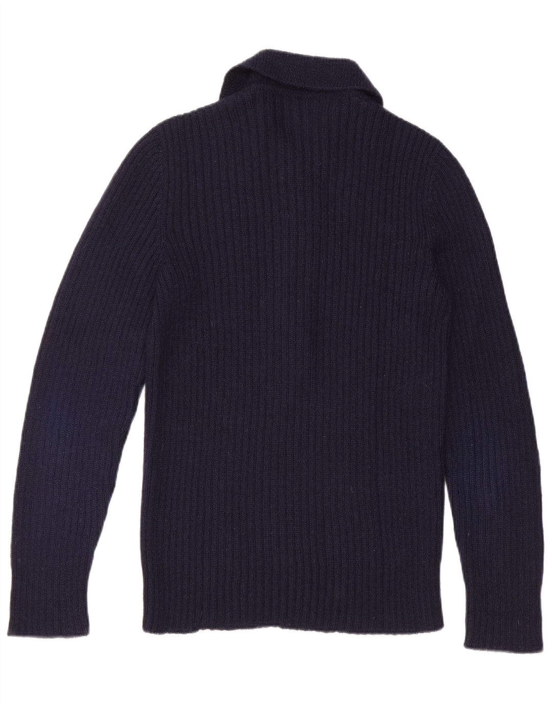 Vintage hombres polo cuello jersey suéter pequeño azul marino