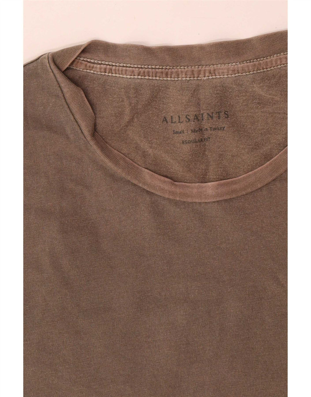 All Saints - Camiseta de corte regular para hombre, talla pequeña, algodón marrón