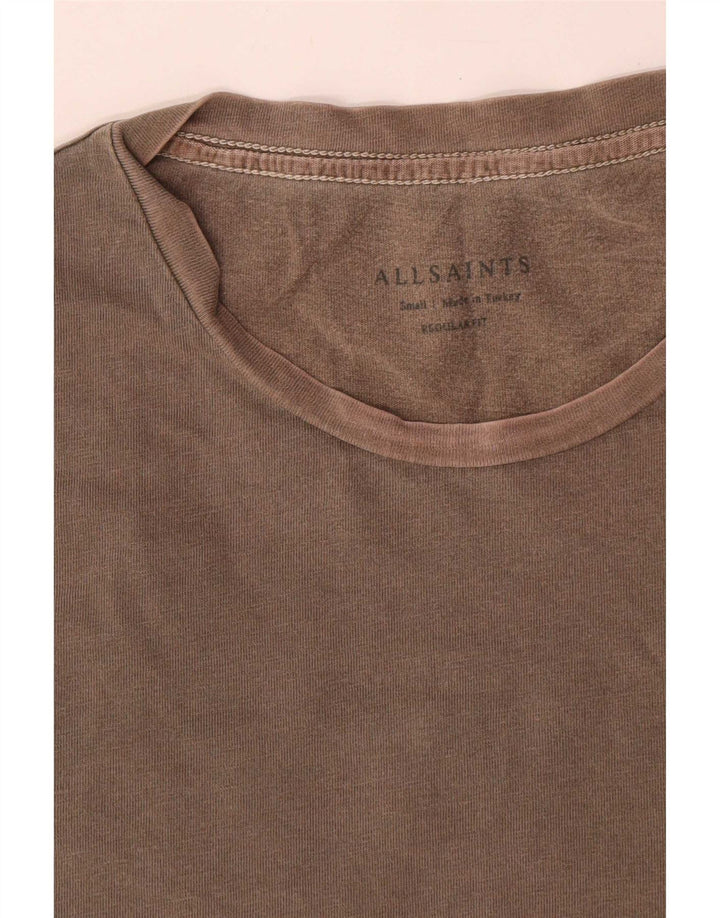All Saints - Camiseta de corte regular para hombre, talla pequeña, algodón marrón