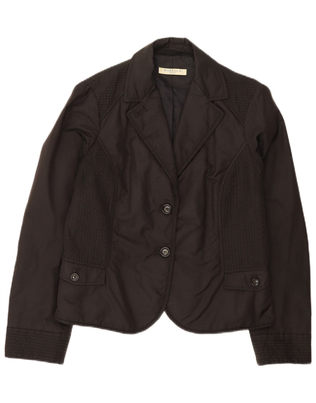 Marella Chaqueta tipo blazer acolchada con 2 botones para mujer UK 44 Grande Poliamida negra