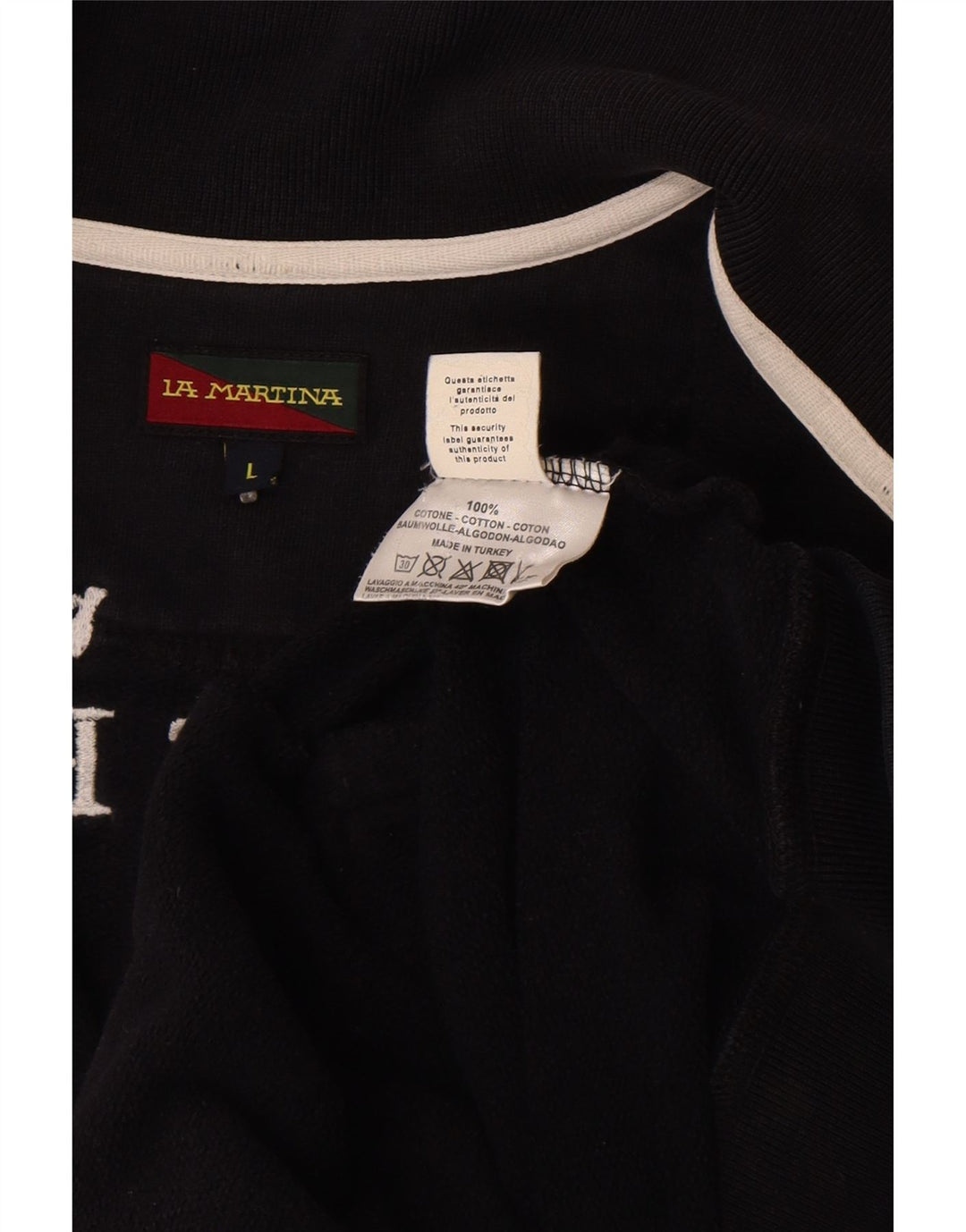 La Martina Mens Graphic Chándal Top Chaqueta Grande Algodón Negro