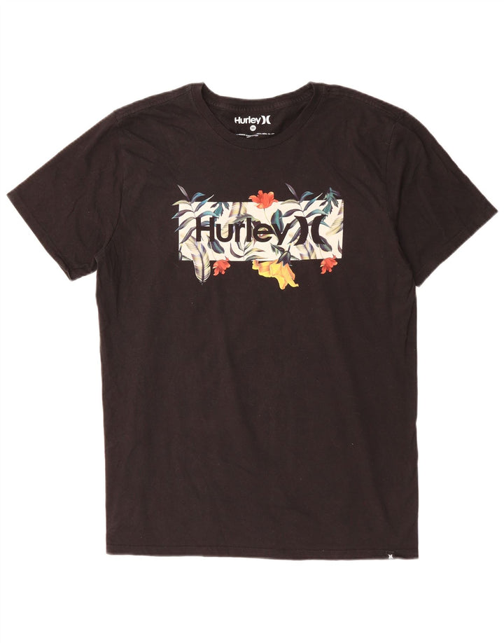 Hurley Camiseta Gráfica Para Hombre Top Mediano De Algodón Negro