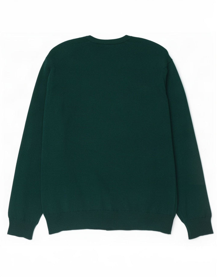 Lyle & Scott Jersey con cuello en V para hombre, talla 2XL, lana verde