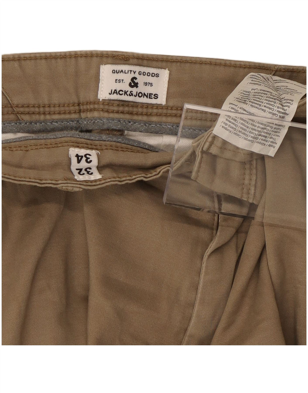 JACK & JONES Pantalón chino slim para hombre W32 L32 Algodón beige
