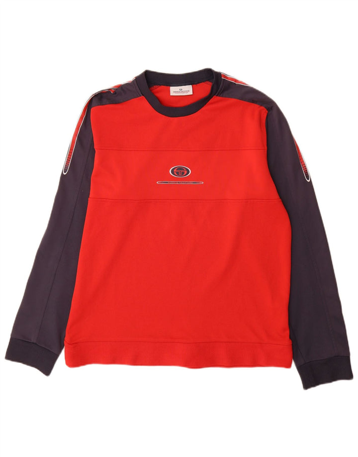Sergio Tacchini Hombre Sudadera Gráfica Jumper Large Rojo Colorblock