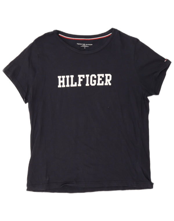 Tommy Hilfiger Camiseta gráfica para mujer Top UK 14 Medium Azul marino Algodón