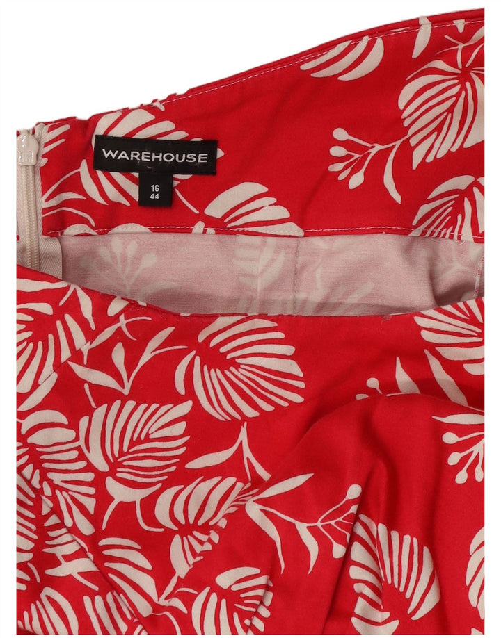 WAREHOUSE Vestido halter para mujer UK 46 Algodón floral rojo grande