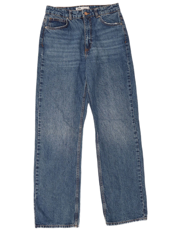 Zara Jeans rectos de cintura alta para mujer EU 38 Small W28 L32 Algodón azul