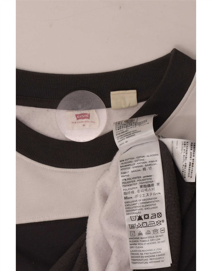 Levi's Sudadera corta extragrande para mujer, talla 40, tamaño mediano, color negro a rayas