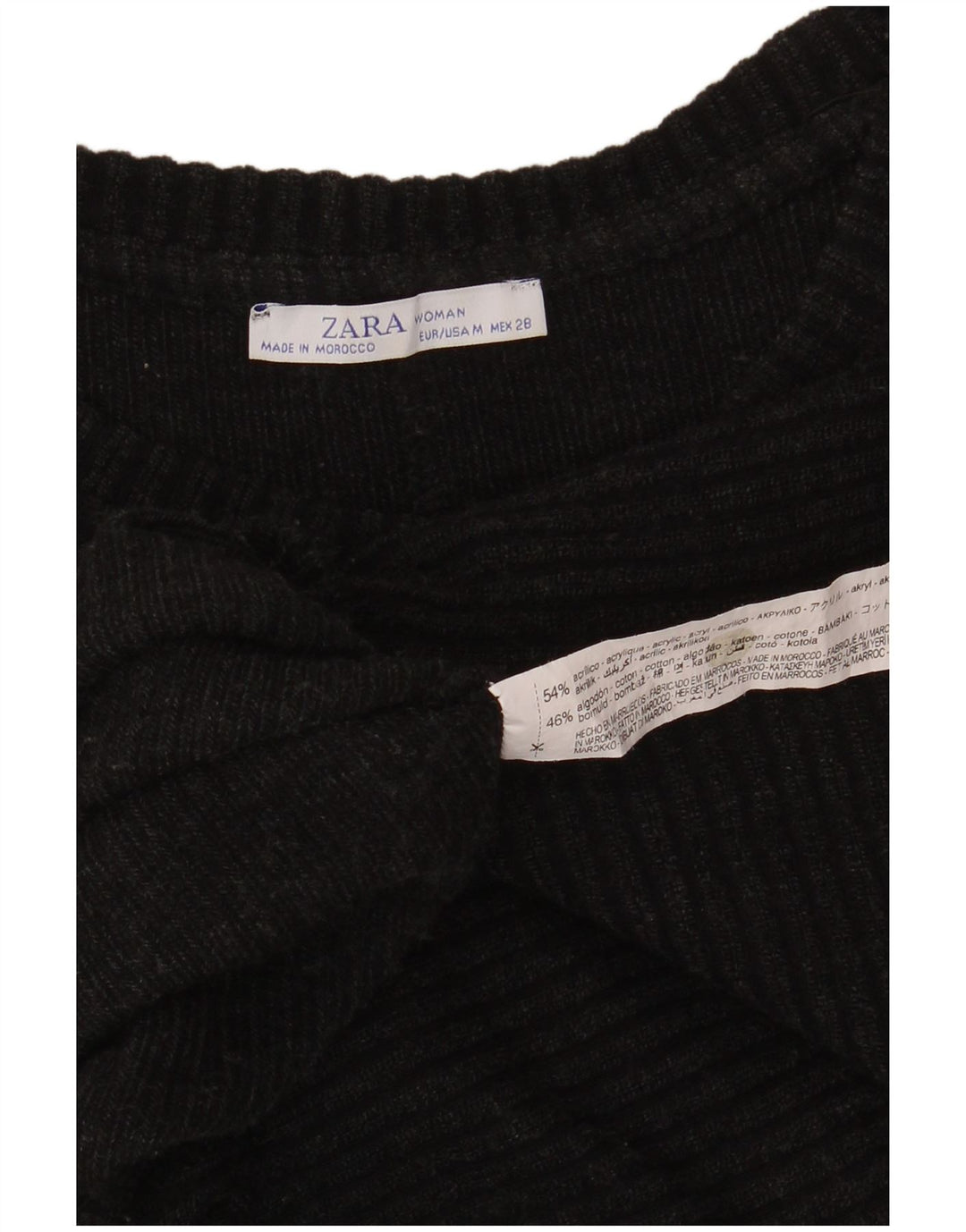 Zara Mujer Crop Suéter De Cuello Barco De Gran Tamaño UK 44 Gris Medio