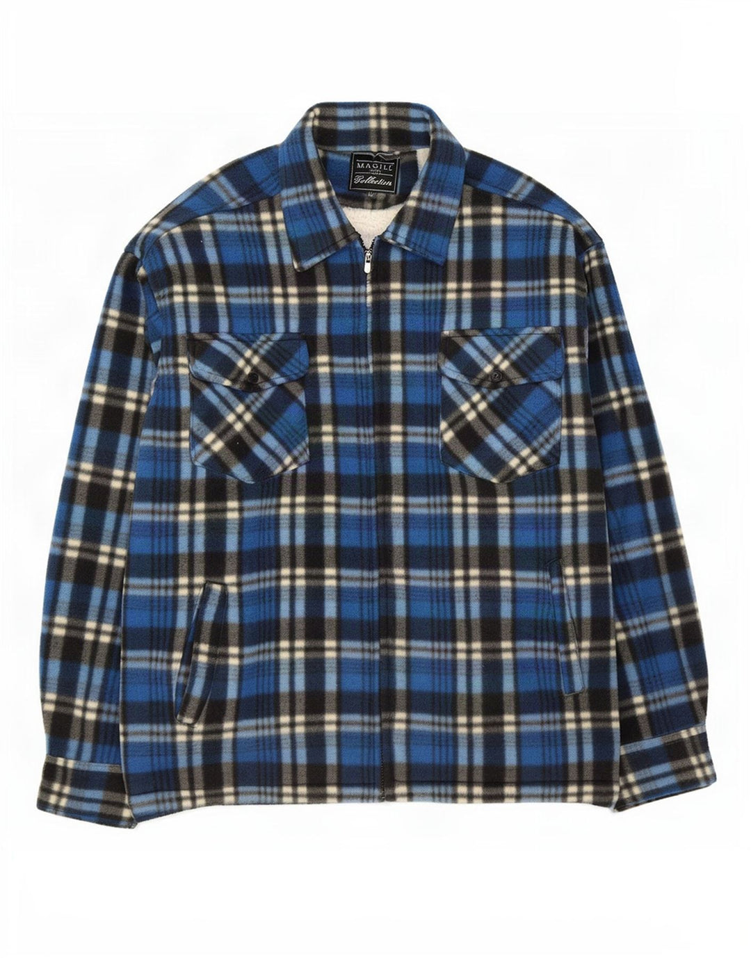 Magill Chaqueta polar Sherpa para hombre UK 38 Poliéster a cuadros azul medio