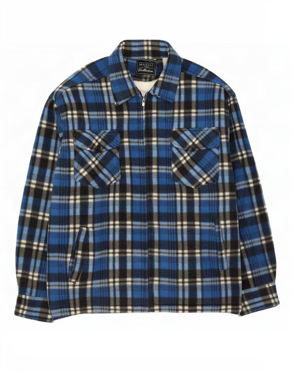 Magill Chaqueta polar Sherpa para hombre UK 38 Poliéster a cuadros azul medio