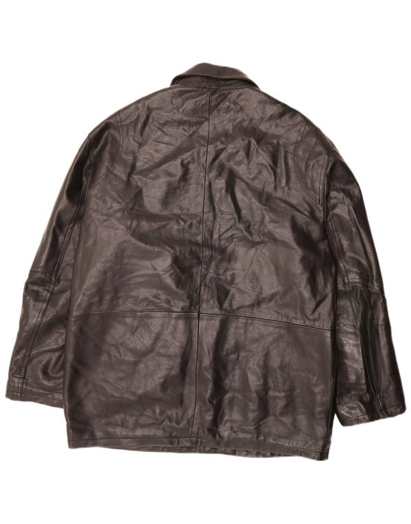 Chaqueta de cuero vintage para hombre IT 52 XL cuero negro