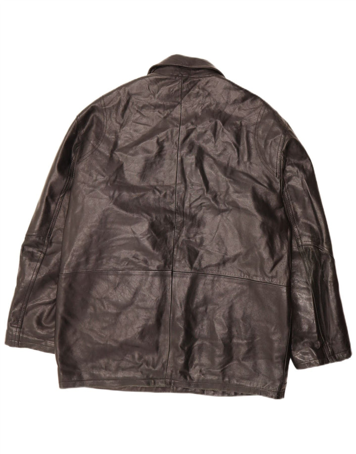 Chaqueta de cuero vintage para hombre IT 52 XL cuero negro