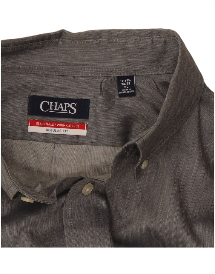 CHAPS Camisa de corte regular para hombre Talla 17 1/2 XL Algodón en espiga gris